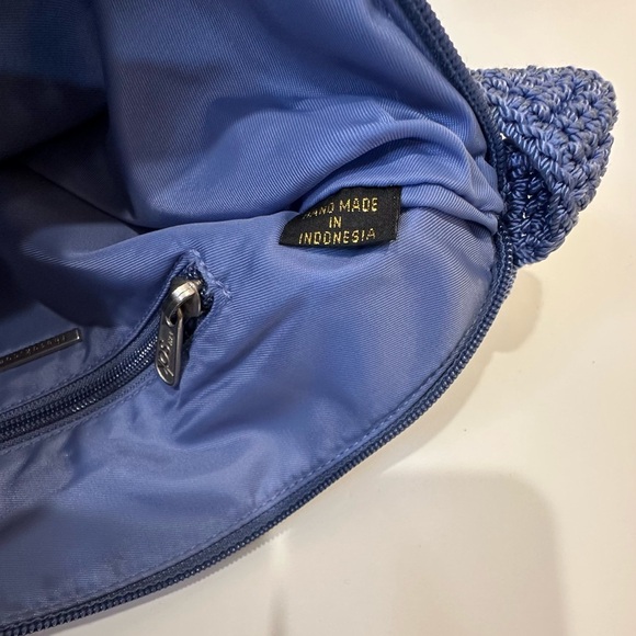 🌟HP🌟VTG 1990s-2000s The Sak Cornflower Blue Crochet Shoulder Bag - Picture 7 of 11